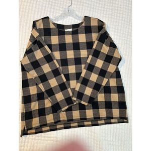 J. Jill Black and Tan Plaid Sweatshirt
